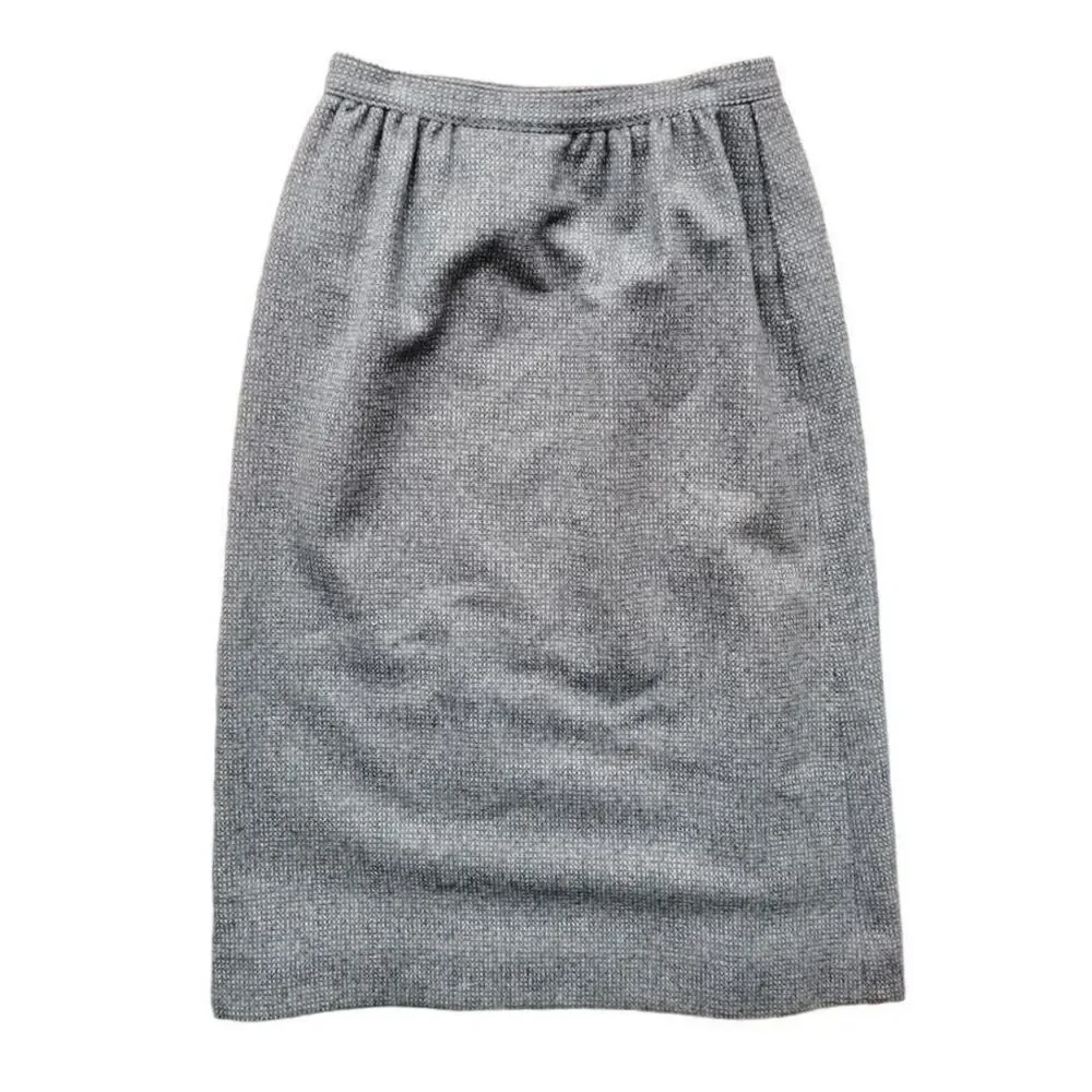 Pendleton Vintage Grey Tweed Wool Skirt 8 USA Midi Pencil Vintage Office Career